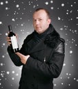 Man with bottle of wine Royalty Free Stock Photo