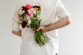 Man with bouquet of flowers