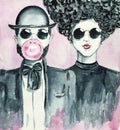 Man and woman with round glasses