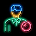 Man Bowling Gamer neon glow icon illustration