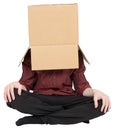 Man with a box on a head Royalty Free Stock Photo