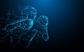 Man boxer doing shadow boxing from lines, triangles and particle style design
