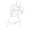 Man boxer in gloves and shorts boxing Continuous line drawing.Vector illustration