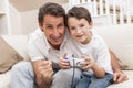 Man Boy Father Son Playing Computer Video Console Game Royalty Free Stock Photo