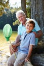 Man and boy fishing together Royalty Free Stock Photo