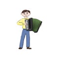 Man boy plays the accordion. Vector color Royalty Free Stock Photo