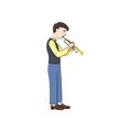 Man boy plays the trumpet. Vector color Royalty Free Stock Photo