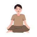 Man or boy practicing meditation or doing yoga. mindfulness and mental health for illustration