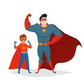 Man And Boy Superheroes Retro Composition