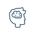 Man brain magnifier research line style icon