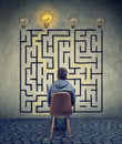 Man brainstorming the labyrinth has a solution Royalty Free Stock Photo