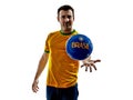 Man Brazilian Brazil throwing giving soccer ball