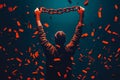 man breaking chains to become free and independent Royalty Free Stock Photo