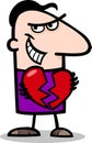 Man breaking heart cartoon illustration Royalty Free Stock Photo