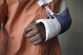 Man With Broken Arm In Cast Royalty Free Stock Photo