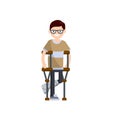 Man with a broken leg. Cartoon flat illustration