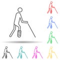 a man with a broken leg multi color style icon. Simple thin line, outline  of disabled icons for ui and ux, website or Royalty Free Stock Photo