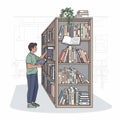Man browsing books in a library setting Royalty Free Stock Photo
