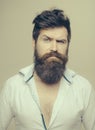 Man brutal bearded hipster close up. How to grow great beard. Ways optimize your facial hair. Beard grooming has never Royalty Free Stock Photo