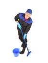 Man with bucket and mop. Royalty Free Stock Photo