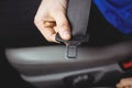 Man buckling his seatbelt Royalty Free Stock Photo