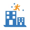 man, building, jumping, running, jumping on building icon