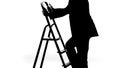 Man in business suit climbing up career ladder, got job promotion, progress Royalty Free Stock Photo