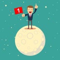 A man in a business suit conquered the moon Royalty Free Stock Photo