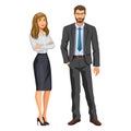 Man in business suit with glasses and beard and blonde girl