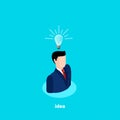 A man in a business suit with a light bulb over his head Royalty Free Stock Photo