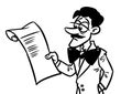 Man business suit reading contract parody character cartoon illustration coloring page