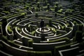 A man in a business suit stands in front of the entrance to the labyrinth. make difficult choices and open many doors in Royalty Free Stock Photo