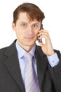 Man in business suit talking on phone Royalty Free Stock Photo