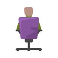 Man businessman or boss sitting on office chair or armchair back side view. Flat and solid color vector illustration. Royalty Free Stock Photo