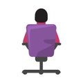 Man businessman or boss sitting on office chair or armchair back side view. Flat and solid color vector illustration. Royalty Free Stock Photo