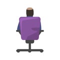 Man businessman or boss sitting on office chair or armchair back side view. Flat and solid color vector illustration. Royalty Free Stock Photo