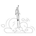 Man Businessman Fly With Jet Pack Booster Vector Royalty Free Stock Photo