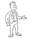 Man businessman greeting smile hand gesture cartoon