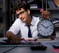 Man businessman working late hours in the office Royalty Free Stock Photo