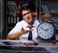 Man businessman working late hours in the office Royalty Free Stock Photo