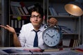 Man businessman working late hours in the office Royalty Free Stock Photo