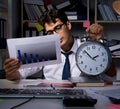 Man businessman working late hours in the office Royalty Free Stock Photo