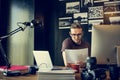 Man Busy Photographer Editing Home Office Concept Royalty Free Stock Photo