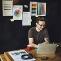 Man Busy Photographer Editing Home Office Concept Royalty Free Stock Photo