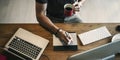 Man Busy Photographer Editing Home Office Concept