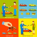 Man buying a car, Woman buying a car, Online car Royalty Free Stock Photo