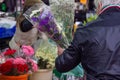 Man buying flowers in Spain Royalty Free Stock Photo