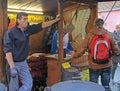 Man is buying fried chestnut in Graz, Austria