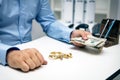 Man buying gold jewellry, pawn shop and us dollars Royalty Free Stock Photo