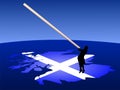 Man with caber on map Royalty Free Stock Photo